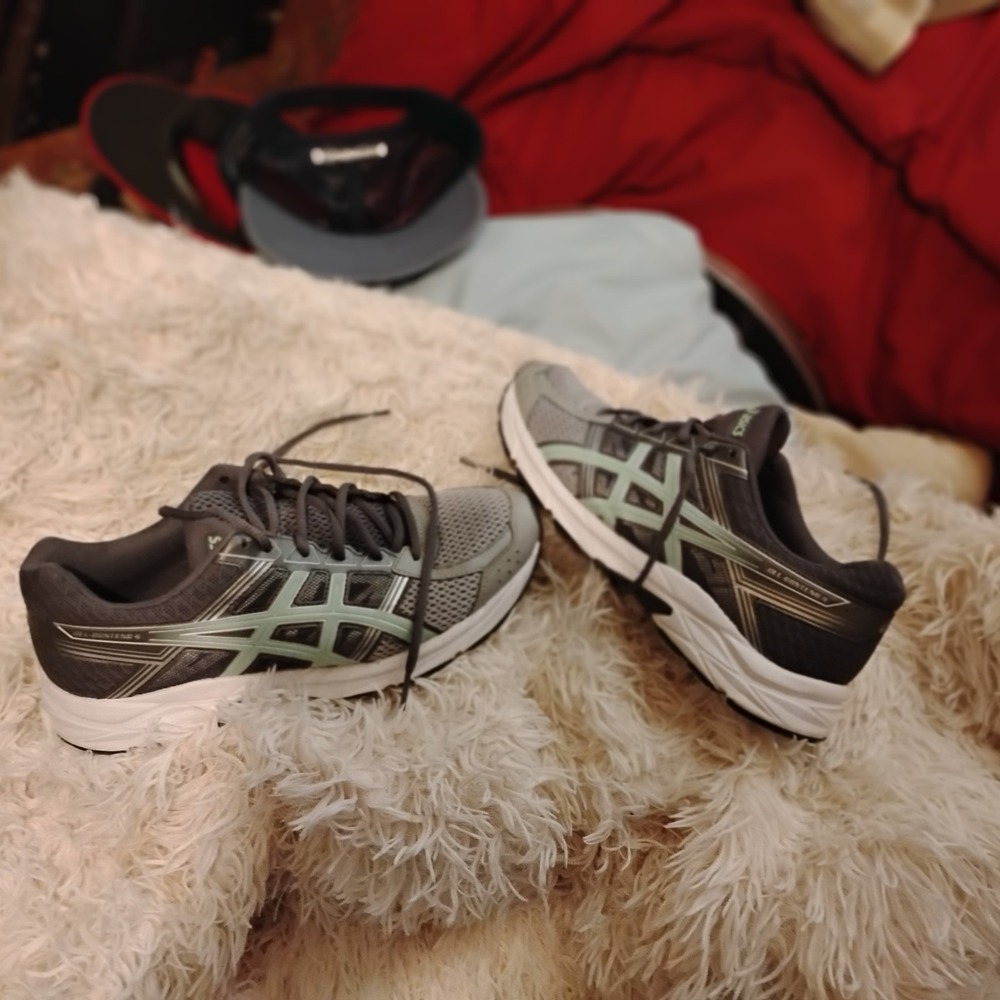 ASICS GEL-Contend 4 Running Shoes Women 9.5 Gray Mint Green Mesh Athletic